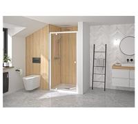 Paroi douche porte pivotante SUPRA P profilé blanc verre transparent 90cm - - PA1522BTN