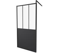 Gelco Paroi fixe 100x200 Style industriel noir – Verre transparent, cadre, réversible, réglable