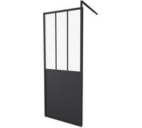 Gelco Paroi fixe 80x200 style industriel noir - Verre transparent 5 mm, aluminium, rectangulaire