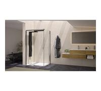 Paroi Flat 8mm retour 80 profilé chromé verre transparent, fixe à droite - KINEDO PA781CTNED