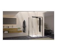 Paroi Flat 8mm retour 80 profilé chromé verre transparent, fixe à gauche - KINEDO PA781CTNEG