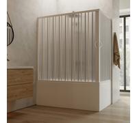 PAROI PARE-BAIGNOIRE DOUCHE PLIANTE PVC BLANC 70X160 CM OUVERTURE LATERALE H 150