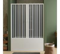 PAROI PARE-BAIGNOIRE DOUCHE PLIANTE PVC BLANC OUVERTURE CENTRALE H 150 RECTANGLE