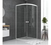 Paroi porte de douche 1/4 cercle blanc 90x90cm de largeur - verre transparent - WHITY ROUND