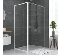 Paroi porte de douche blanc RETOUR 90x185cm pour porte - verre transparent 5mm - WHITY SIDE 90