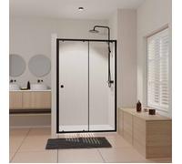 Paroi porte de douche Coulissante Noir 120x185cm - Extensible de 112.5 à 126.5 cm - BLACK SLIDE 120