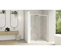 Parois de douche SMART DESIGN coulissant 167 - 180 cm profilé blanc avec verre transparent KINEDO PA9218BTNE