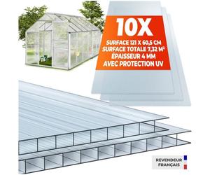 Parois découpables - TECTAKE - Lot 10 plaques doubles en polycarbonate SHINY résistantes intempéries - 121x60,5x0,4cm