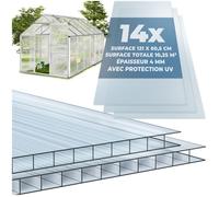 Parois découpables - TECTAKE - Lot de 14 plaques SHINY doubles paroi en polycarbonate résistant, 121 x 60,5 x 0,6 cm - Transparent