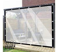 Parois latérales transparentes imperméables avec œillets pour rideaux d'extérieur, panneaux en plastique PE pour tonnelle, terrasse, véranda. Dimensions : 5 x 6 m