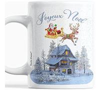 Paroles d'amour Cadeau de Noël Mug Joyeux Noël Tasse Idée cadeau pour la fête de Noel A offrir à toute la Famille Idéal Fête de fin d'année Père Noël sur son traîneau