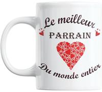 Paroles d'amour Cadeau Parrain Anniversaire Noël pour le plaisir d'offrir Tasse le meilleur Parrain du monde entier Message communion original pour les Parrains avec un coeur Mug
