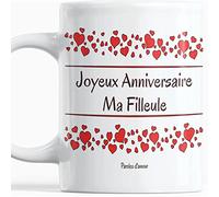 Paroles d'amour Mug Anniversaire Filleule - Tasse Filleule avec Cœurs - Idée Cadeau Originale