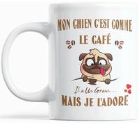 Paroles d'amour Mug humour idee Cadeau Mon Chien c'est Comme Le Café Il a Un Grain Mais Je l'Adore Cadeau Original marrant Anniversaire Noel Pour les amoureux des Chiens