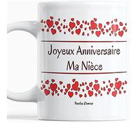 Paroles D'amour - Mug Joyeux Anniversaire Nièce Avec Des Cœurs, Idée Cadeau Original Pour Anniversaire