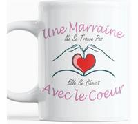 Paroles d'amour Tasse Marraine cadeau Noel Anniversaire Plaisir d'offrir Une Marraine ne se Trouve pas Elle se Choisit avec le Coeur Niece Neveu