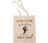 Paroles d'amour Tote Bag Humour Cadeau Maman Ma Mère c'est Comme Le Café Elle a un Grain Mais je l'adore Pour la Fête des mères son anniversaire et Noel