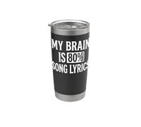 Paroles de chanson My Brain is 80% Funny Music Lover Gobelet isotherme en acier inoxydable double paroi
