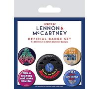Paroles par Lennon & McCartney Lot de badges, Multicolore, 10 x 12.5 cm