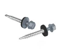PAROTEC 100x Vis pour tôles trapézoïdales 6,3 x 50 mm RAL 7046 Gris clair | vis autoperceuses et autotaraudeuses avec rondelle d'étanchéité EPDM, tête hexagonale