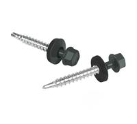 PAROTEC 100x Vis pour tôles trapézoïdales 6,3 x 50 mm RAL7024 Gris graphite | vis autoperceuses et autotaraudeuses avec rondelle d'étanchéité EPDM, tête hexagonale