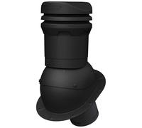 Parotec Cheminée de purge DN 125 mm - Bas 325 mm - Aérateur de toit passif pour toit plat/tôle trapézoïdale / tuiles à double feuillure - Aération de toit | Tuile de ventilation - RAL 9005 Noir