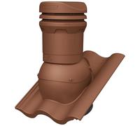 Parotec Cheminée de ventilation DN 125 mm - hauteur faible 325 mm - Aérateur de toit passif pour tuiles de toit BENDERS PALEMA S - Aération de toit | Tuile d'aération - RAL 8004 rouge brique