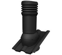 Parotec Cheminée de ventilation DN 125 mm pour BMI Monier Frankfurter Noir | pour tuiles Benders - Mecklenburger, ProDach - Doppelrömer, ventilation passive, évacuation des condensats, RAL 9005