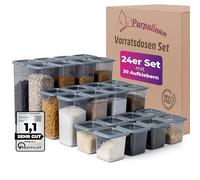 Parpalinam Lot de 24 boîtes de conservation avec couvercle hermétiques - Sans BPA - Pour la farine, les céréales