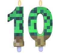 ParPix anniversaire 10 bougies d'anniversaire vert, gâteau et jeu vidéo pixel thème