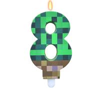 ParPix Bougie pixel pour 8e anniversaire fille garçon - Motif pixel - Vert - 8 bougies d'anniversaire - Bougies de gâteau numéro 8 - Jeu vidéo Pixel 8 - Bougie chiffre - Gaming Pixel thème - 8 bougies