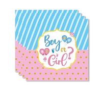 ParPix finemark - Lot de 20 serviettes en papier - 33 x 33 cm - Pour garçon ou fille - Décoration de fête prénatale - Pour fête de genre et révélation de genre