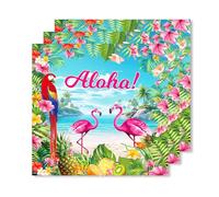ParPix finemark Lot de 20 serviettes en papier pour décoration de fête hawaïenne, 33 x 33 cm, motif flamant rose et été, flamant rose