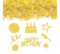 ParPix Lot de 100 confettis de table d'anniversaire dorés - 5 cm - Grands confettis Happy Birthday - Décoration de table d'anniversaire pour femme et homme