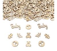 ParPix Lot de 125 confettis décoratifs en bois pour fête prénatale, décoration de fête prénatale, décoration de table de baptême, décoration de fête prénatale, décoration de fête d'anniversaire