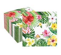 ParPix Lot de 20 serviettes d'été hawaïennes - Décoration de fête - 33 x 33 | Serviettes hawaïennes pour fête d'été, serviettes en papier à fleurs tropicales pour décoration hawaïenne, anniversaire, été