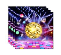 ParPix Lot de 20 serviettes en papier décoratives, multicolores, 33 x 33 cm, pour fête disco, boules à facettes, dorées, des années 70, 80, 90, boules à facettes, serviettes en papier pour fête