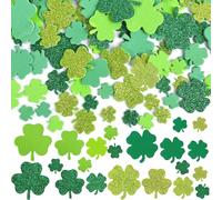 ParPix Lot de 200 autocollants trèfle à paillettes - Confettis - Trèfle à quatre feuilles - En caoutchouc mousse - Pour anniversaire, Saint Patrick, Nouvel An - Décoration de table à quatre feuilles