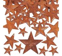 ParPix Lot de 30 étoiles en métal rouillé - Décoration de Noël - 2,5 à 7 cm - En métal robuste - Confettis de Noël - Étoiles de grange rouillées - Confettis rustiques - Décoration de maison de