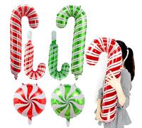 ParPix Lot de 6 ballons de Noël en forme de canne à sucre XXL - Décoration de Noël - Ballons en aluminium - Décoration de fête de Noël