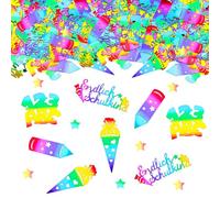 ParPix Lot de 80 paillettes pour la rentrée des classes - Multicolore - Décoration de table - Grand format 1 à 6,5 cm - Confettis de rentrée scolaire 2024 - Décoration de rentrée scolaire