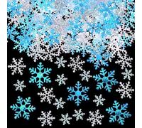 ParPix Lot de 800 confettis décoratifs en forme de flocons de neige - Décoration de Noël - Flocon de neige - Décoration de table - Flocon de neige - Confettis pour mariage, Nouvel An (blanc, argenté,