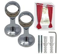 parpyon® 2 Supports de tringle à rideau en métal 20-22mm, supports de tringle à rideau 22mm, résistant pour suspension murale ou au plafond (V44CR)