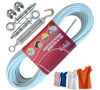 parpyon® Fil pour étaler le linge d'extérieur d.4,5 mm, fil résistant pour l'extérieur, fabriqué en Italie, câble en acier revêtu (fil+kit mural, 10 m)