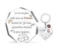 Parrain Cadeaux 2 Pièce Acrylique Plaque Porte-clés Ensemble Apprécier Anniversaire Noël Fête des Pères Amour Rappel Souvenir Hommes Porte-clés Personnalisé Famille Nonagon Signe Présent