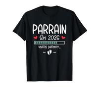 Parrain en 2026 - Annonce Grossesse pour la Première Fois T-Shirt, Homme, Noir, M