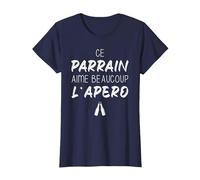 Parrain et Apéro Vêtement Drôle Alcool T-Shirt, Femme, Bleu Marine, XS