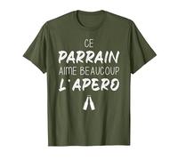 Parrain et Apéro Vêtement Drôle Alcool T-Shirt, Homme, Olive, XL