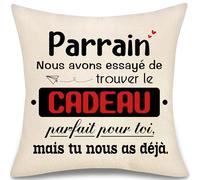 Parrain Nous Avons Essayé de Trouver le Cadeau Parfait pour Toi Mais Tu Nous as Déjà Housse de Coussin pour Homme Père Cadeau de Fête des pères Original Cadeaux d'anniversaire Noël (Parrain)