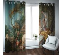 PARREN 2 PCS Rideau à Oeillets isolés thermiquement Jean Honoré Fragonard Style la bergère Imprimé Peinture Rideaux occultants pour Le Bureau à Domicile 80x120cm